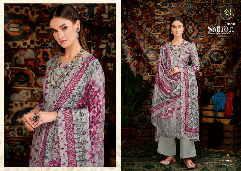 Alok Suit Saffron Pashmina Printed With Heavy Embroidery Work Stylish Designer Casual Salwar Suit