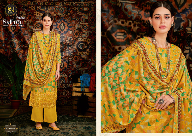 Alok Suit Saffron Pashmina Printed With Heavy Embroidery Work Stylish Designer Casual Salwar Suit