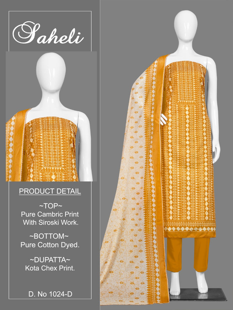 Bipson Fashion Saheli Cambric Cotton With Printed Work Stylish Designer Festive Wear Salwar Suit