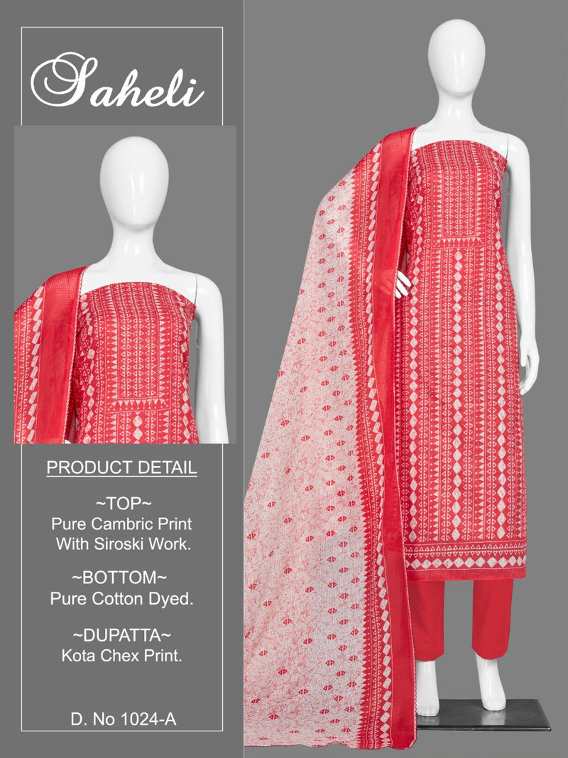 Bipson Fashion Saheli Cambric Cotton With Printed Work Stylish Designer Festive Wear Salwar Suit