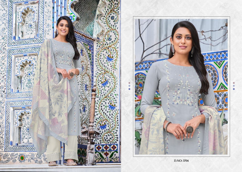 Rangoon Saheli Nylon Viscose Embroidered Designer Party Wear Kurtis With Bottom & Dupatta
