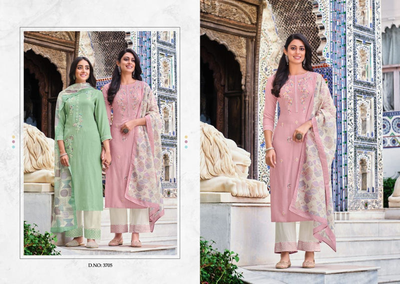 Rangoon Saheli Nylon Viscose Embroidered Designer Party Wear Kurtis With Bottom & Dupatta