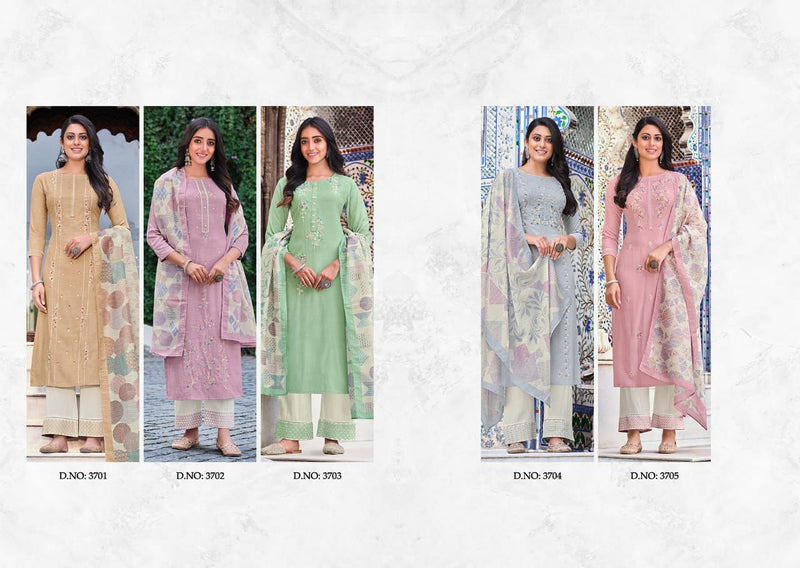 Rangoon Saheli Nylon Viscose Embroidered Designer Party Wear Kurtis With Bottom & Dupatta