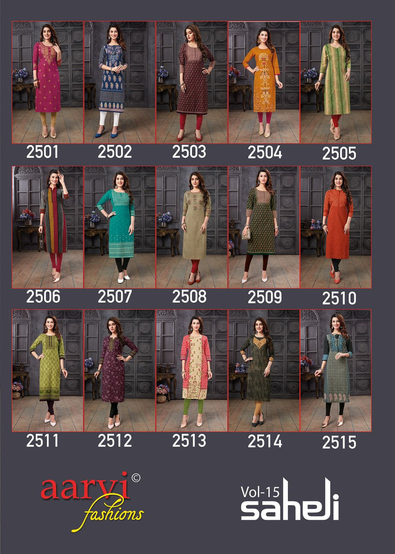 Aarvi Fashion Saheli Vol 15 Cotton Casual Wear Kurti