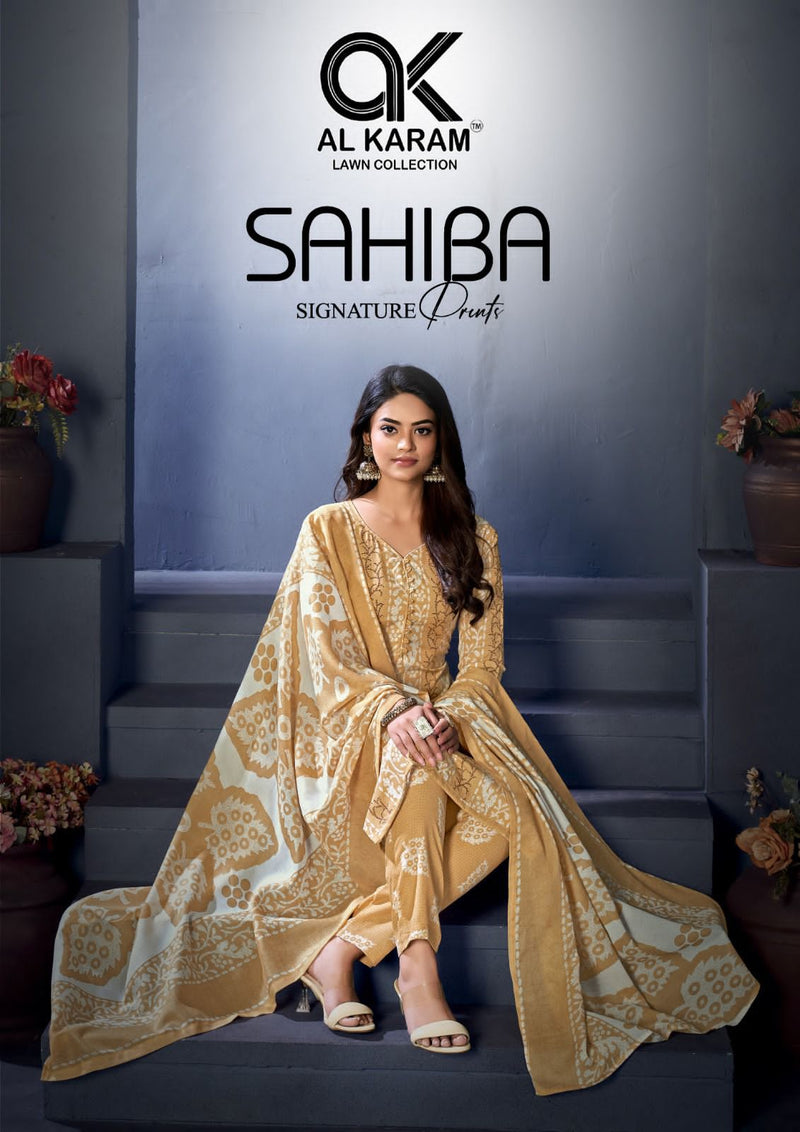 Al Karam Sahiba Signature Print Pure Soft Cotton Printed Salwar Kameez