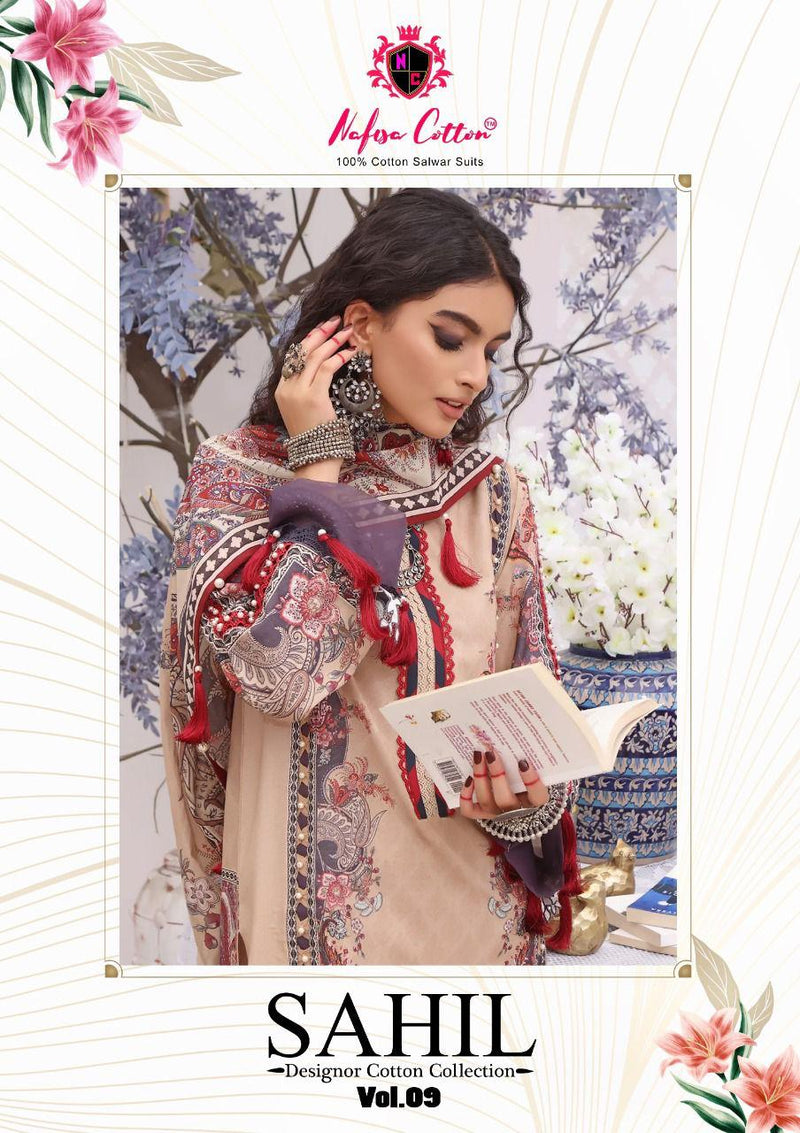 Nafisa Sahil Collection Vol 9 Pure Cotton With Heavy Embroidery Work Stylish Designer Pakistani Salwar Kameez