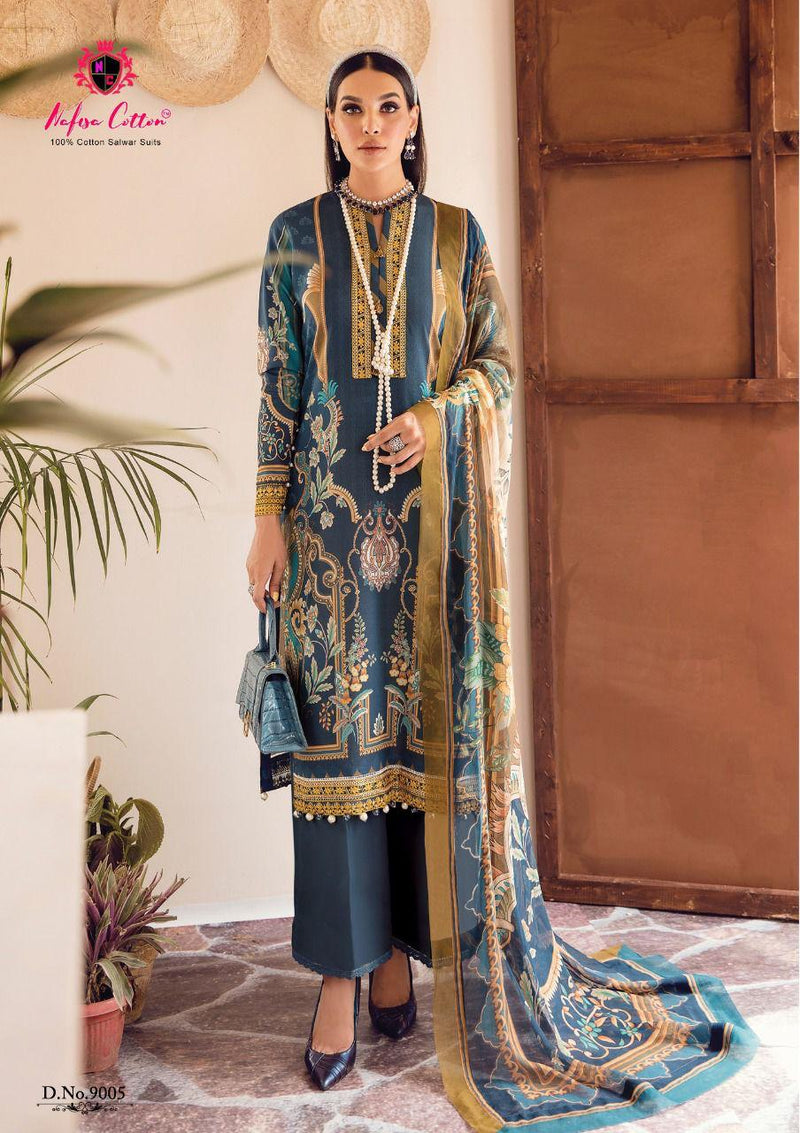 Nafisa Sahil Collection Vol 9 Pure Cotton With Heavy Embroidery Work Stylish Designer Pakistani Salwar Kameez