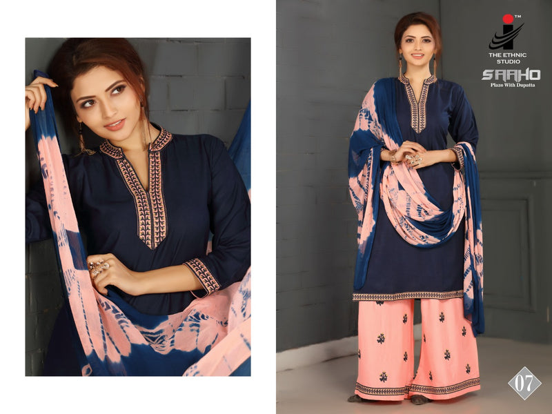 I The Ethnic Studio Sahoo Rayon Designer Party Wear Kurtis With Bottom & Dupatta