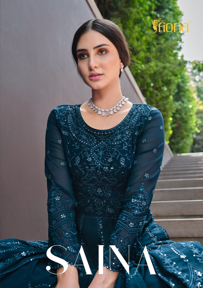 Fiona Saina Georgette With Heavy Embroidery Work Stylish Designer Festive Wear Casual Look Long Gown