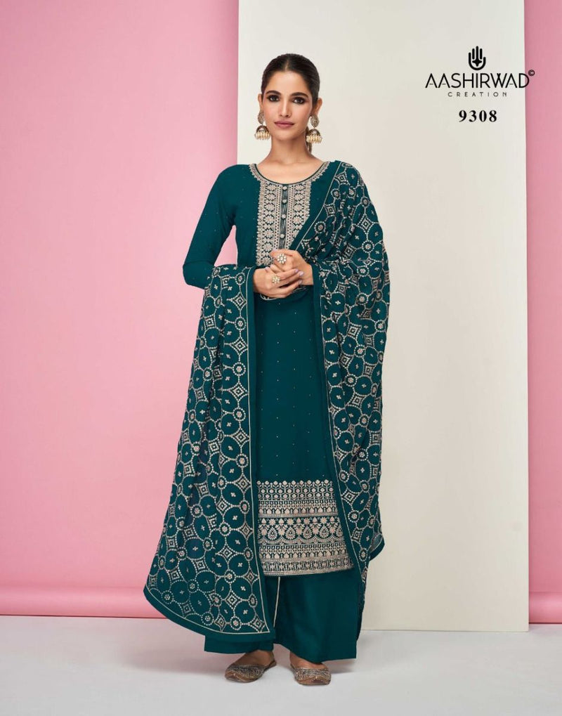Aashirwad Sajal Real Georgette With Heavy Embroidery Work Stylish Designer Festive Wear Salwar suit