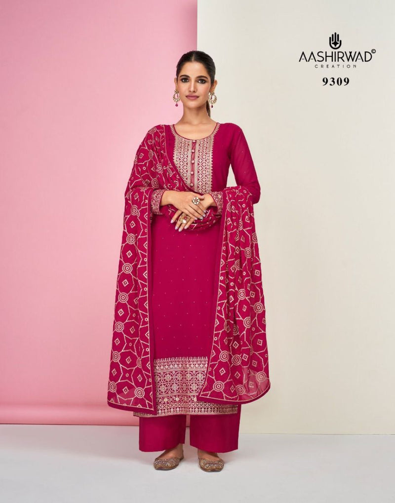 Aashirwad Sajal Real Georgette With Heavy Embroidery Work Stylish Designer Festive Wear Salwar suit