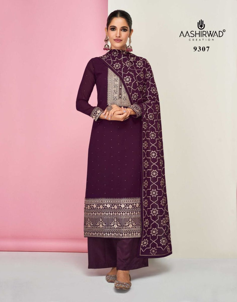 Aashirwad Sajal Real Georgette With Heavy Embroidery Work Stylish Designer Festive Wear Salwar suit