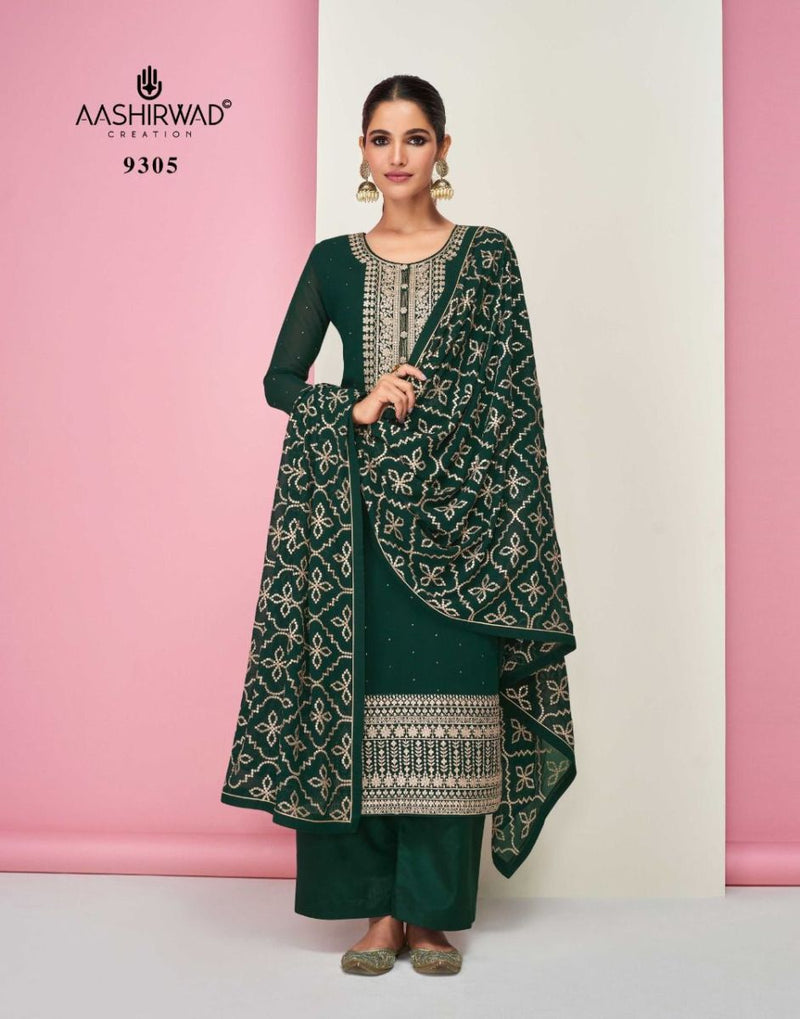 Aashirwad Sajal Real Georgette With Heavy Embroidery Work Stylish Designer Festive Wear Salwar suit