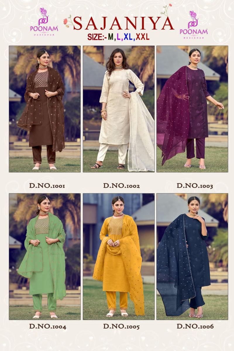 Poonam Designer Sajaniya Pure Viscose Silk Copper Jari Work Embroidery Work Stylish Designer Partywear Kurti
