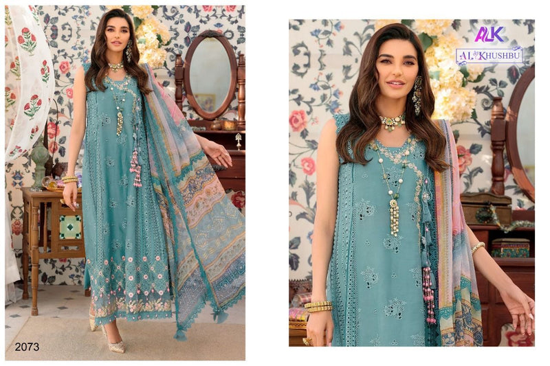 AL Khushbu Sajeda B Vol 1 Cambric Cotton Designer Pakistani Style Wedding Wear Heavy Embroidered Salwar Suits