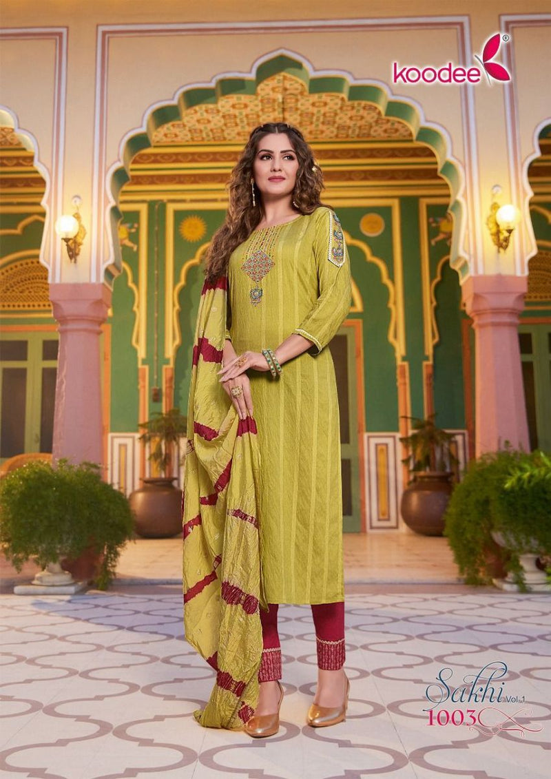 Koodee Fashion Sakhi Vol 1 Pure Viscose With Heavy Embroidery Work Stylish Designer Festive Wear Kurti