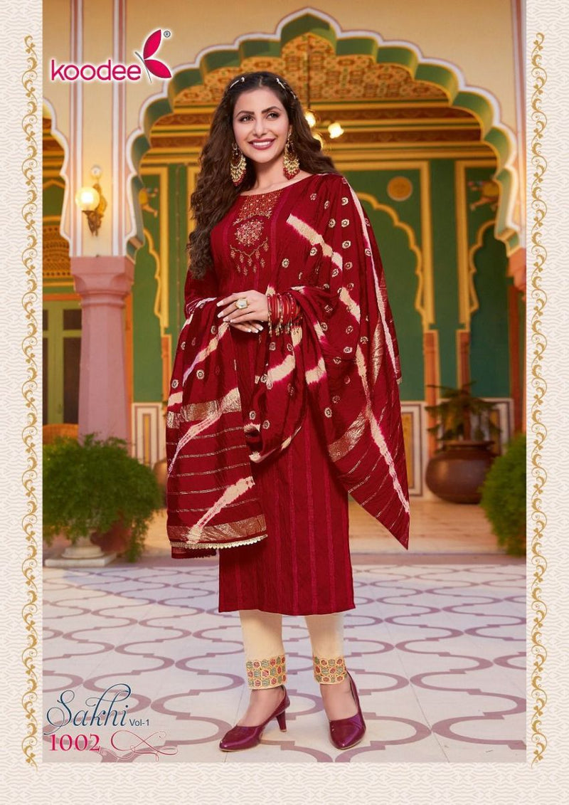 Koodee Fashion Sakhi Vol 1 Pure Viscose With Heavy Embroidery Work Stylish Designer Festive Wear Kurti