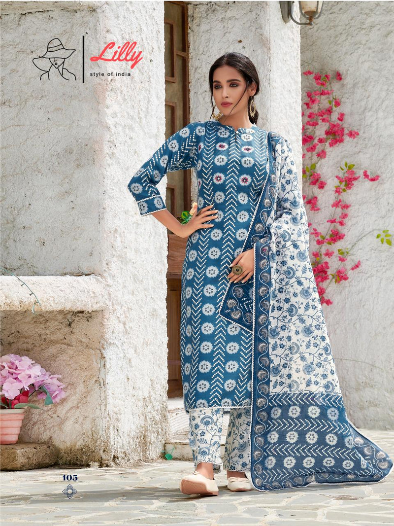 Lily Style Of India Sakira Cotton Slub Fancy Festive Wear Kurtis With Digital Print & Set Of Bottom & Dupatta