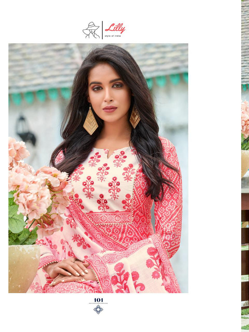 Lily Style Of India Sakira Cotton Slub Fancy Festive Wear Kurtis With Digital Print & Set Of Bottom & Dupatta