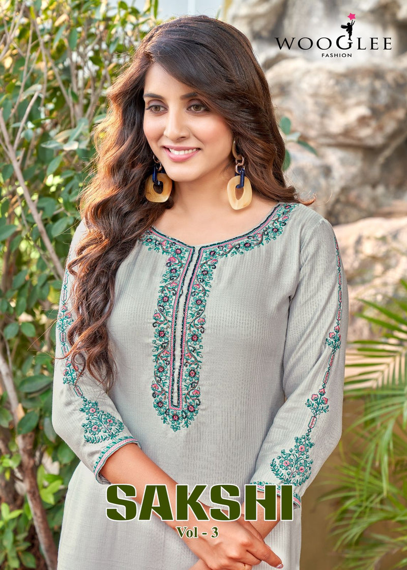 Wooglee Fashion Sakshi Vol 3 Rayon Embroidered Festive Wear Kurtis