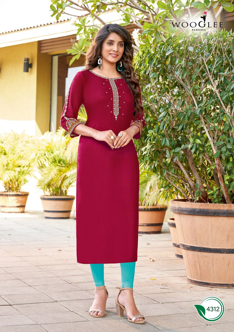 Wooglee Fashion Sakshi Vol 3 Rayon Embroidered Festive Wear Kurtis