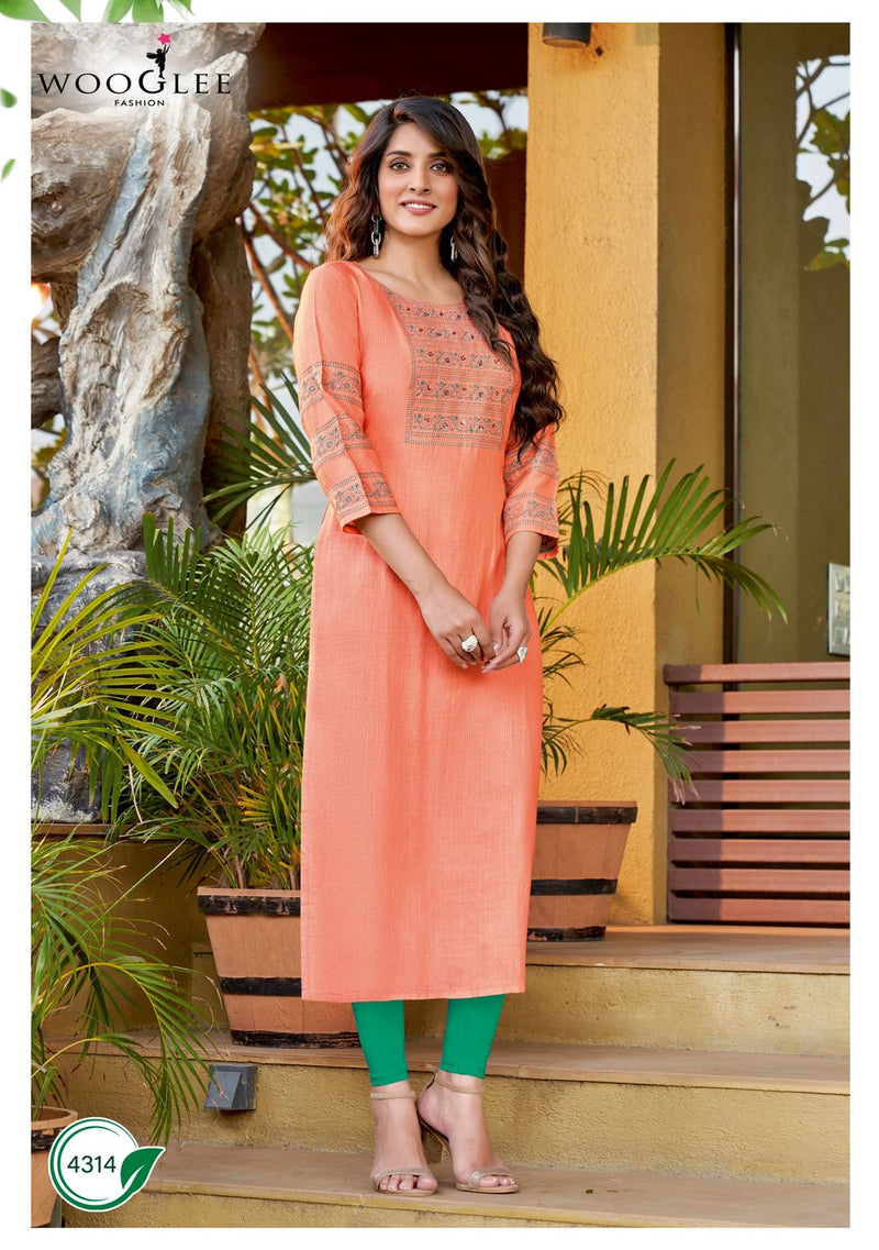 Wooglee Fashion Sakshi Vol 3 Rayon Embroidered Festive Wear Kurtis