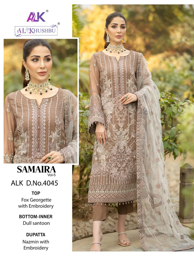 Al Khushbu Samaira Vol 5 Georgette Heavy Embroidered Moti Work Pakistani Designer Salwar Kameez