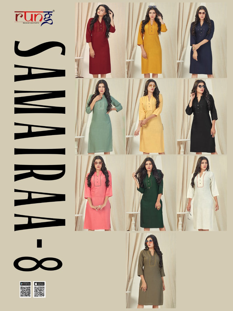 Rung Samairaa Vol 8 Rayon Causal Wear kurti