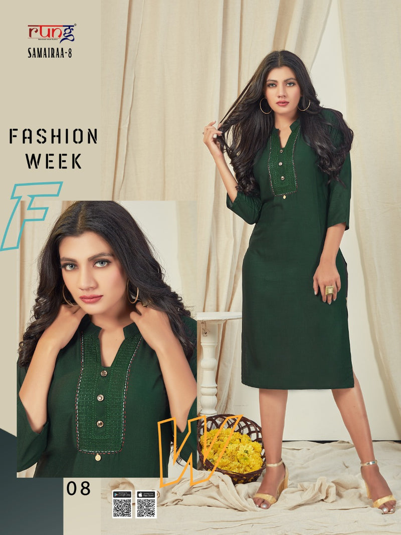 Rung Samairaa Vol 8 Rayon Causal Wear kurti