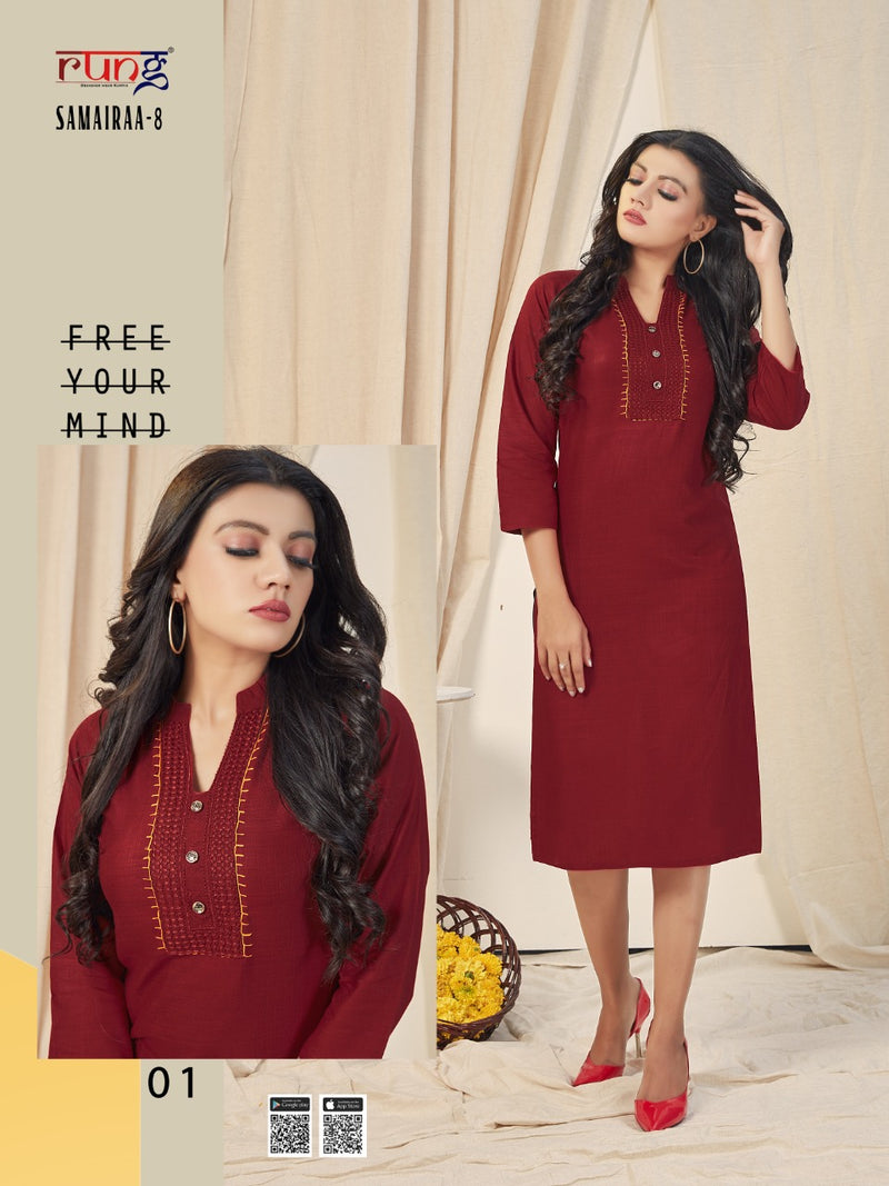 Rung Samairaa Vol 8 Rayon Causal Wear kurti