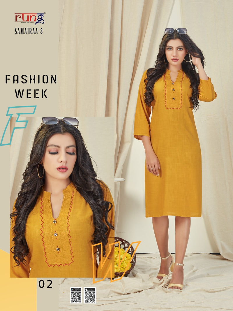 Rung Samairaa Vol 8 Rayon Causal Wear kurti
