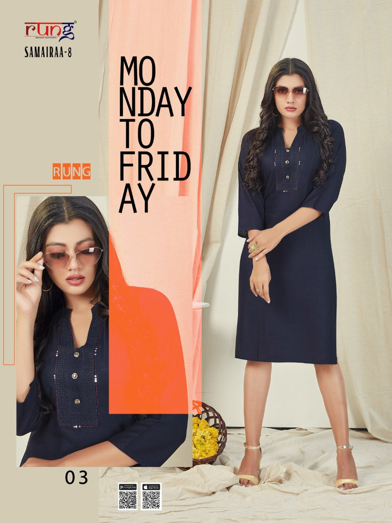 Rung Samairaa Vol 8 Rayon Causal Wear kurti