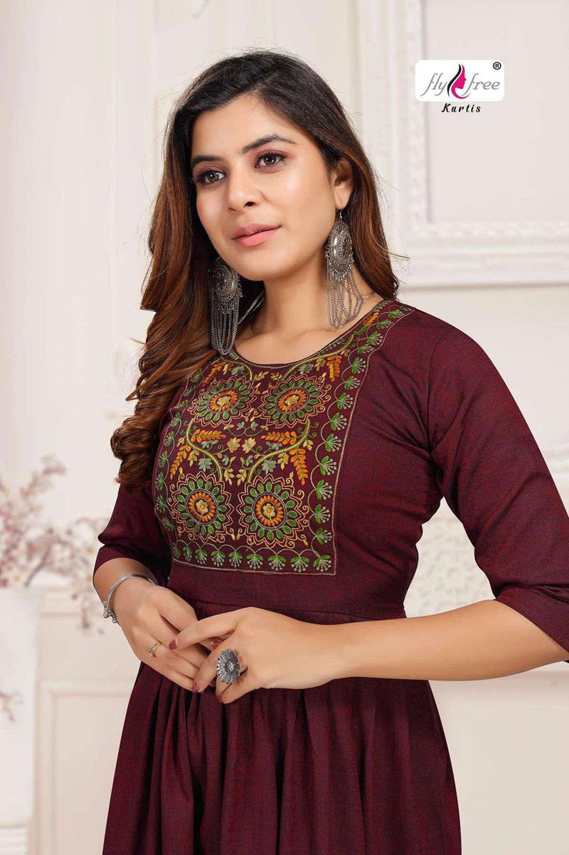 Fly Free Samiksha Vol 2 Rayon With Embroidery Work Casual Wear Kurti