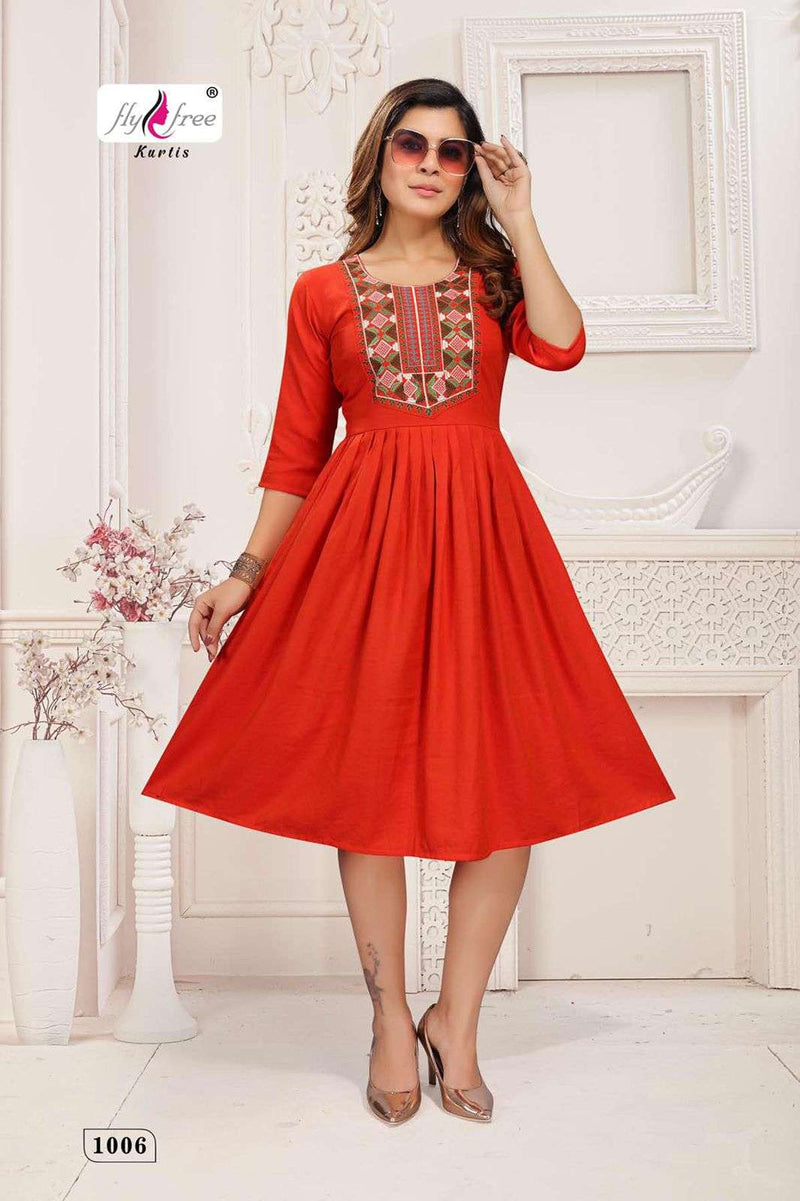 Fly Free Samiksha Vol 2 Rayon With Embroidery Work Casual Wear Kurti