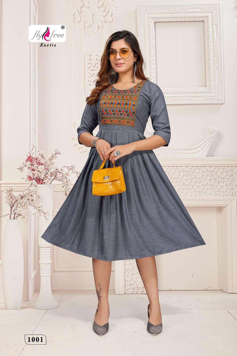 Fly Free Samiksha Vol 2 Rayon With Embroidery Work Casual Wear Kurti