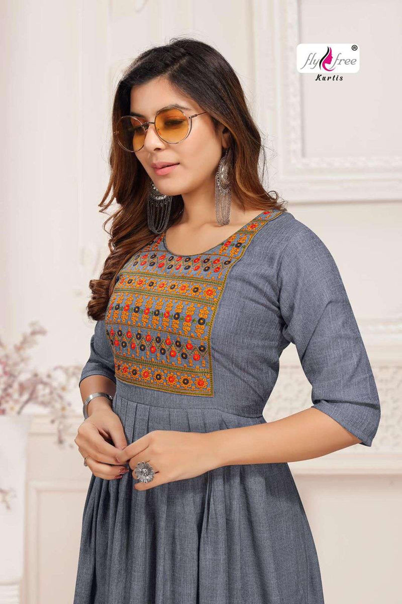 Fly Free Samiksha Vol 2 Rayon With Embroidery Work Casual Wear Kurti