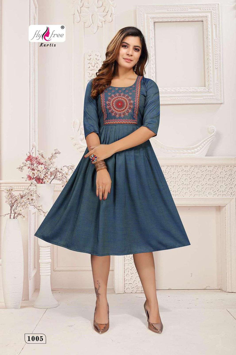 Fly Free Samiksha Vol 2 Rayon With Embroidery Work Casual Wear Kurti