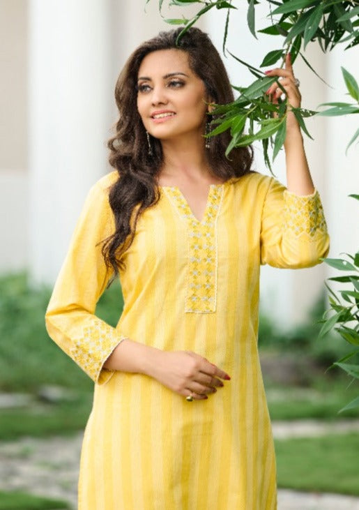 100 Miles Samruddhi Cotton Stylish Fancy Office Wear Kurtis