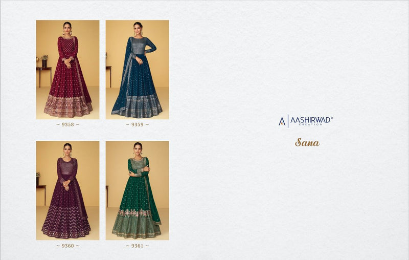 Aashirwad Heroine Gold Georgette With Fancy Embroidery Work Stylish Designer Long Gown