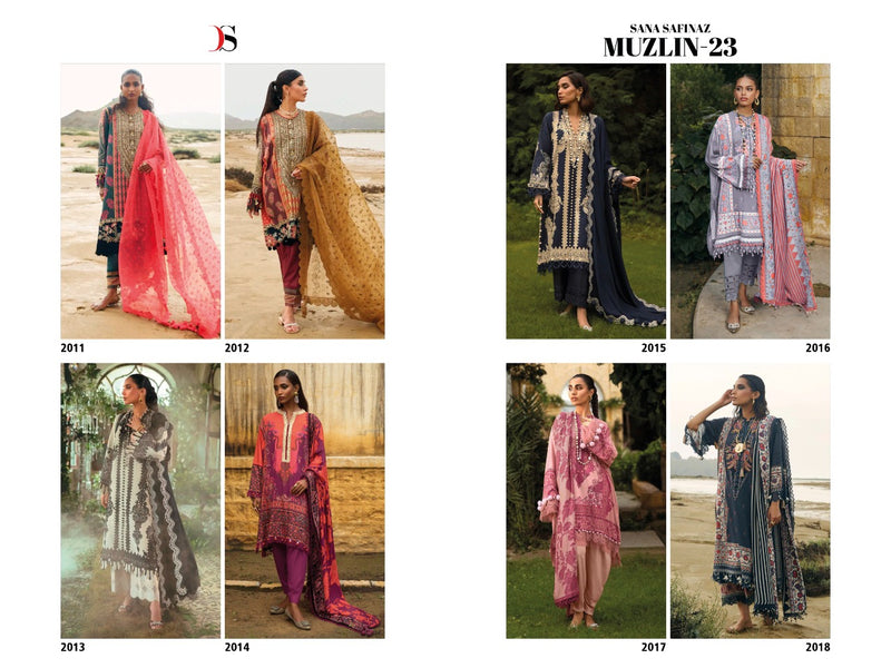 Deepsy Suit Sana Safinaz Muzlin 23 Pure Cotton With Fancy Work Stylish Designer Salwar Kameez