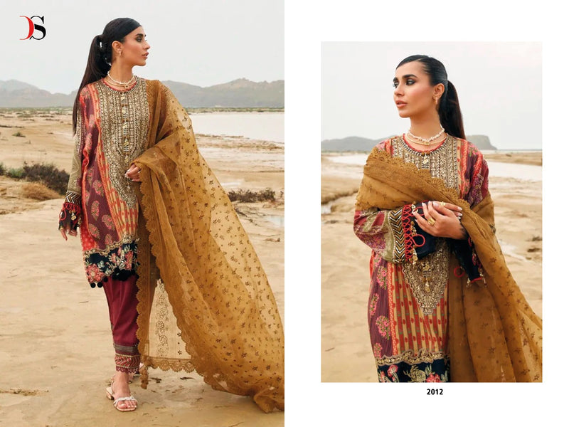Deepsy Suit Sana Safinaz Muzlin 23 Pure Cotton With Fancy Work Stylish Designer Salwar Kameez