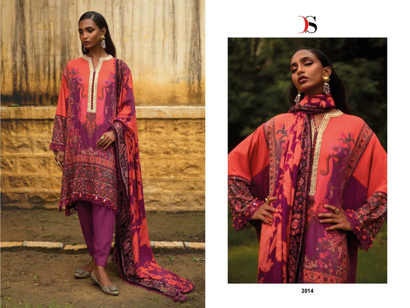 Deepsy Suit Sana Safinaz Muzlin 23 Pure Cotton With Fancy Work Stylish Designer Salwar Kameez