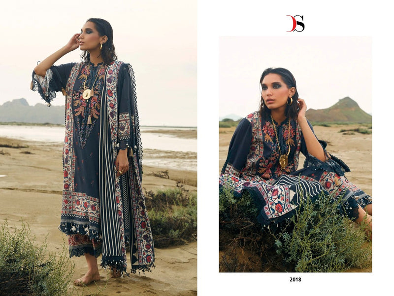 Deepsy Suit Sana Safinaz Muzlin 23 Pure Cotton With Fancy Work Stylish Designer Salwar Kameez