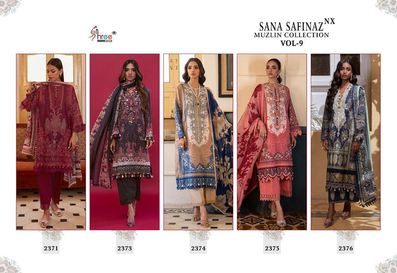 Shree Fabs Sana Safinaz Muzlin Collection Vol 9 Cotton With Heavy Embroidery Work Stylish Designer Salwar Kameez