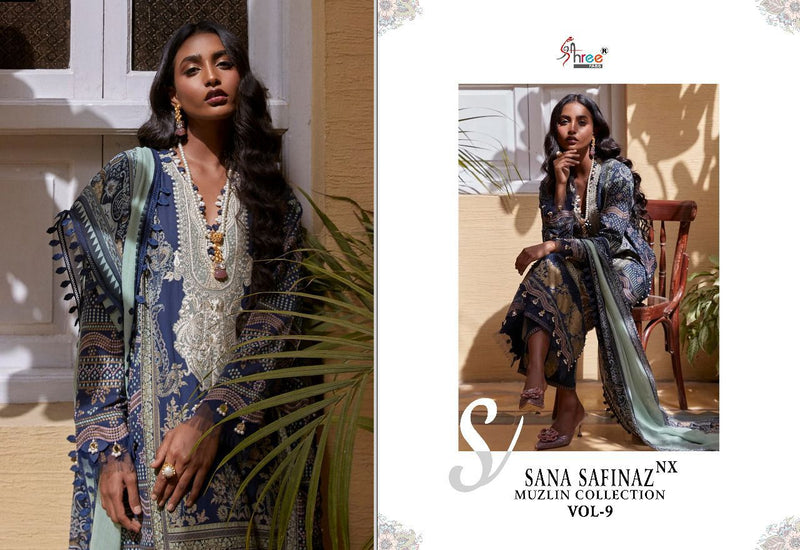 Shree Fabs Sana Safinaz Muzlin Collection Vol 9 Cotton With Heavy Embroidery Work Stylish Designer Salwar Kameez