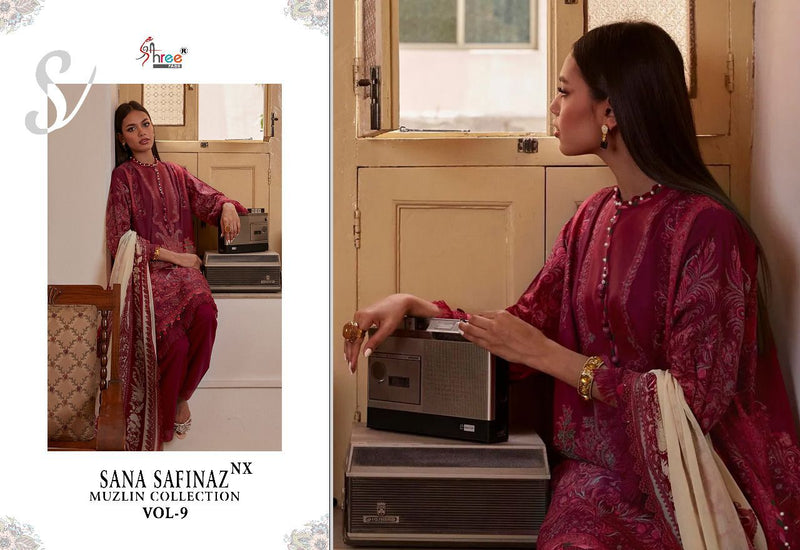 Shree Fabs Sana Safinaz Muzlin Collection Vol 9 Cotton With Heavy Embroidery Work Stylish Designer Salwar Kameez