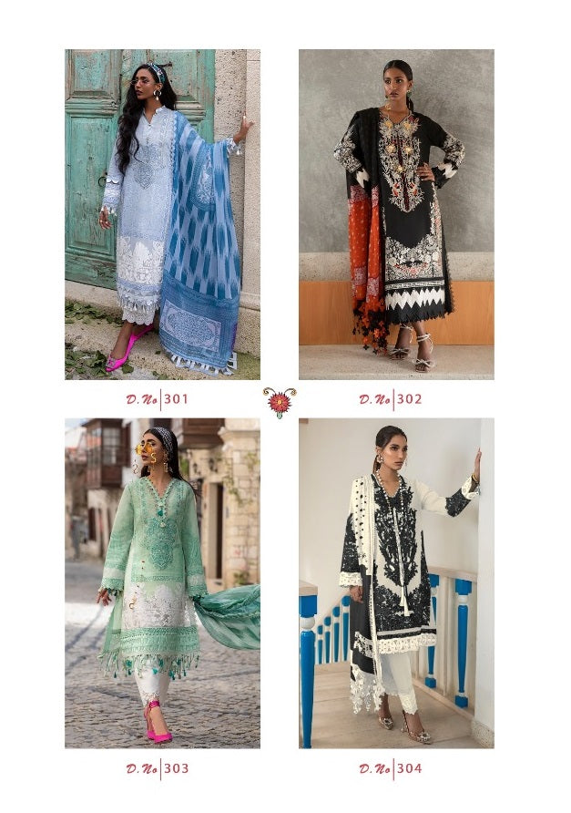 Shraddha Designer Sana Safinaz Vol 3 Lawn Cotton Embroidered Pakistani Style Party Wear Salwar Suits