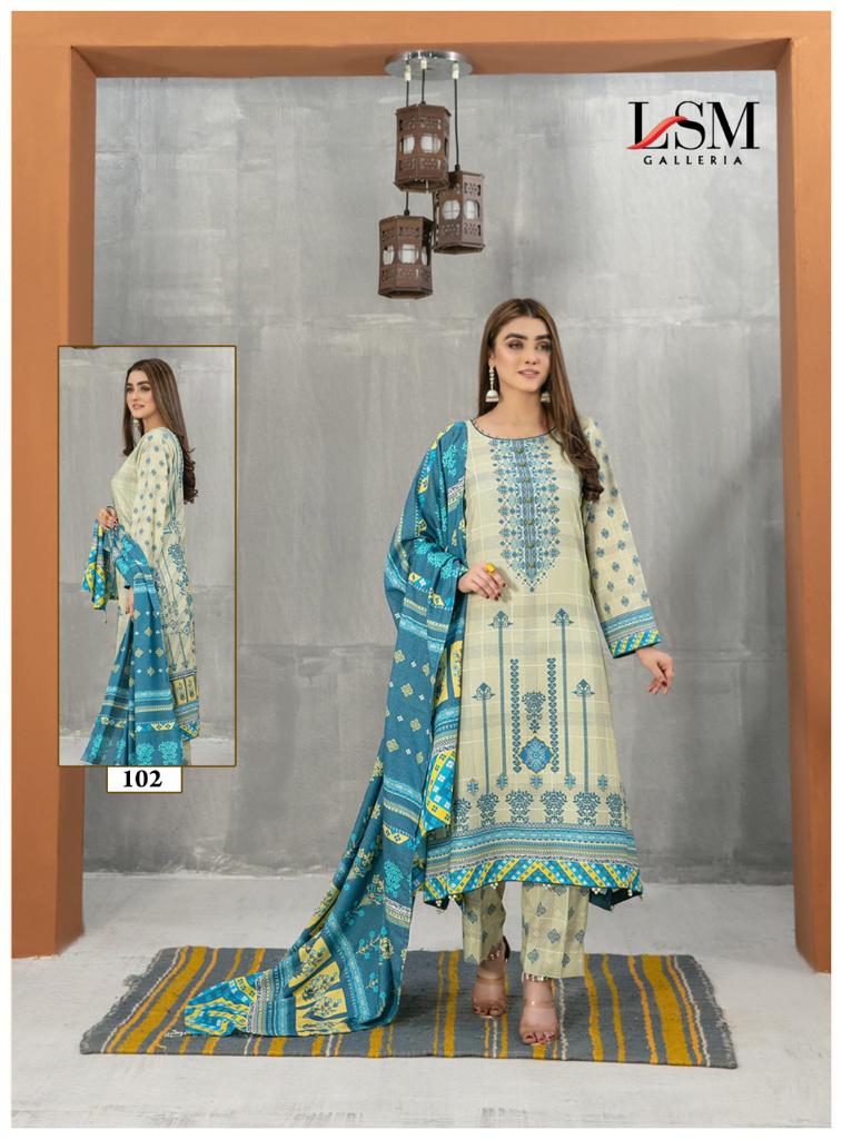 LSM Galleria Sana Samia Luxury Lawn Print Collection Pure Heavy Lawn Printed Designer Salwar Kameez