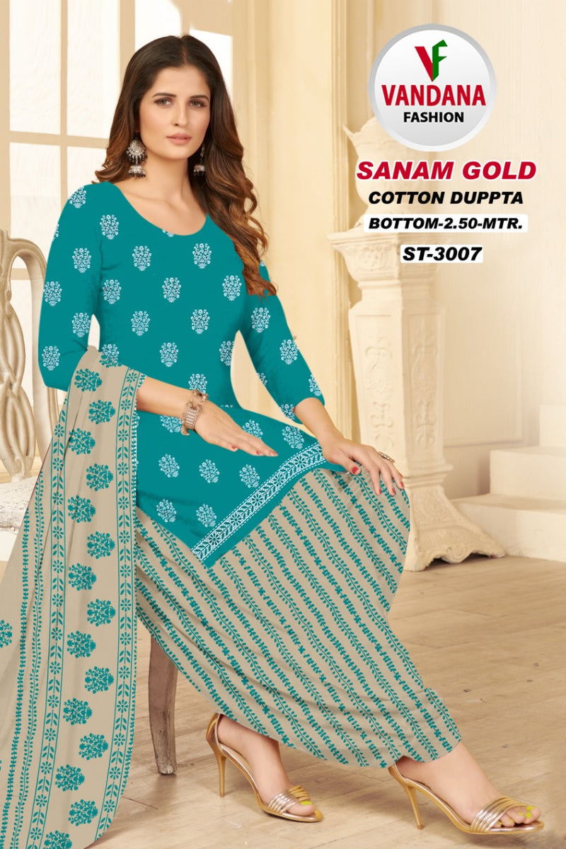 Vandana Fashion Sanam Gold Vol 3 Pure Cotton With Printed Work Stylish Designer Casual Wear Salwar Suit