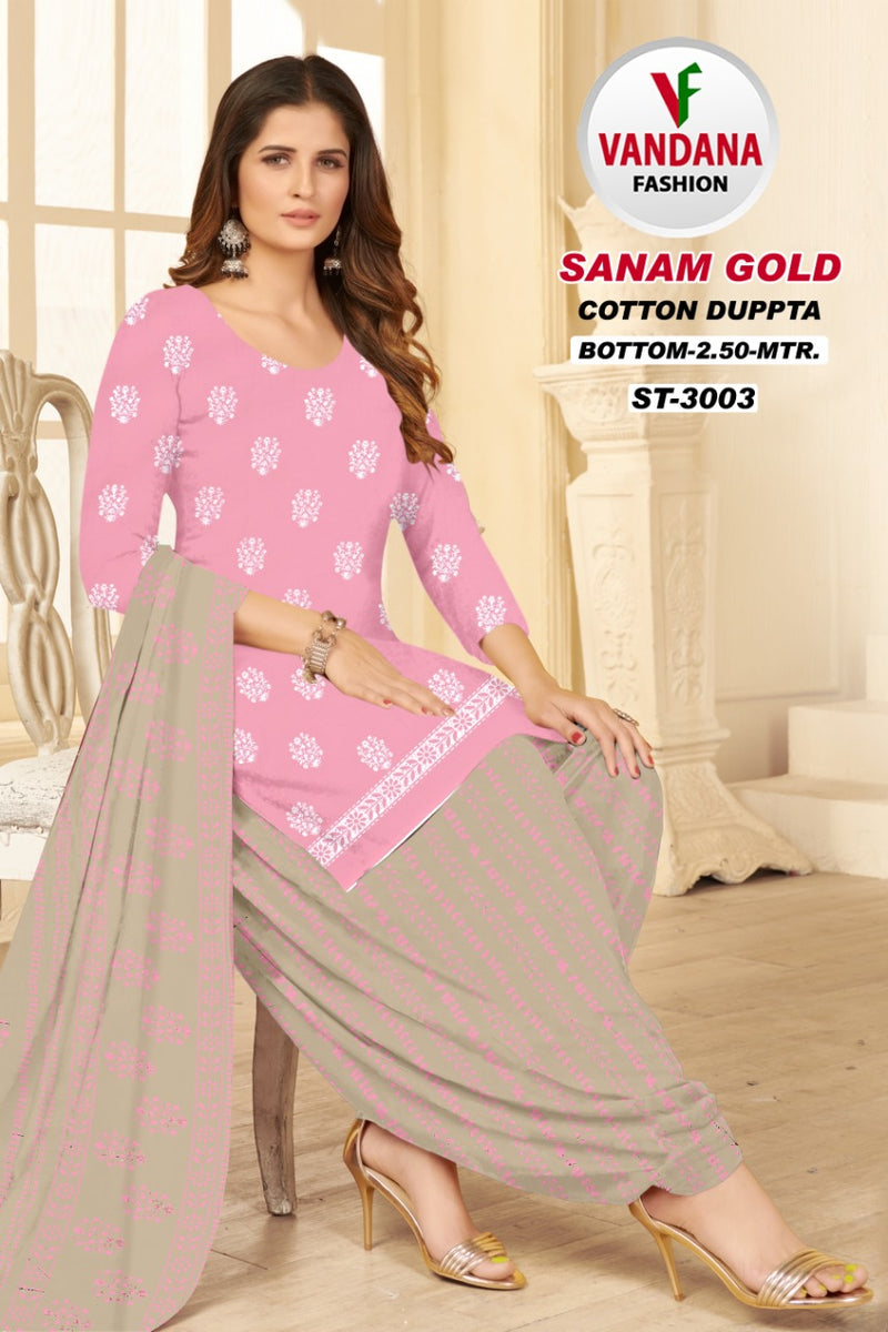 Vandana Fashion Sanam Gold Vol 3 Pure Cotton With Printed Work Stylish Designer Casual Wear Salwar Suit